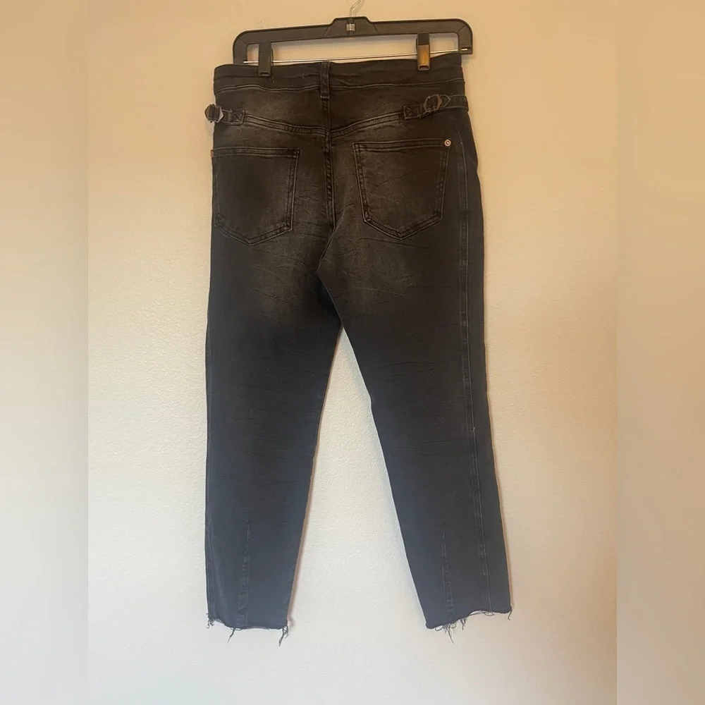 Anthropologie Pilcro Jeans High Rise Boyfriend Buckle Cinch Black Gray